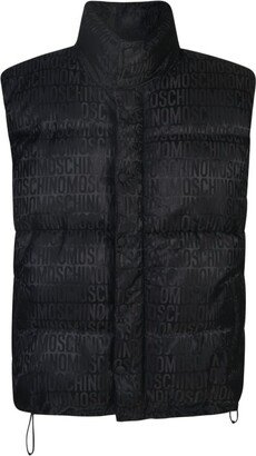 Logo-Jacquard Funnel Neck Padded Gilet