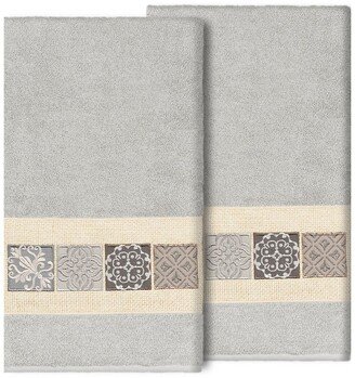 Vivian Embellished Bath Towel - Set of 2 - Light Gray