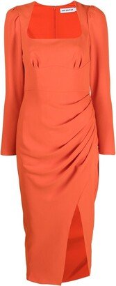 Ruched-Detail Midi Dress