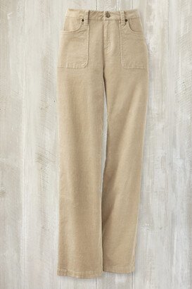 Women's Patch Pocket Wide-Leg Corduroys Pants - Sand - 4P - Petite Size