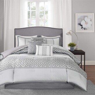 Gracie Mills 7-pc Bennett 7 Piece Comforter Set, Grey - California King