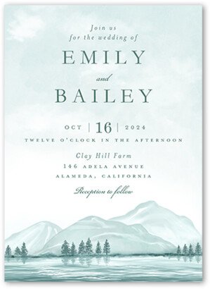 Wedding Invitations: Misty Mountains Wedding Invitation, Grey, 5X7, Matte, Signature Smooth Cardstock, Square