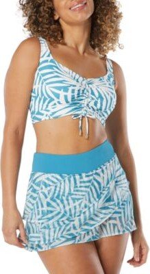 Elevate Bra Sized Shirred Bikini Top Mesh Layer Swim Skort