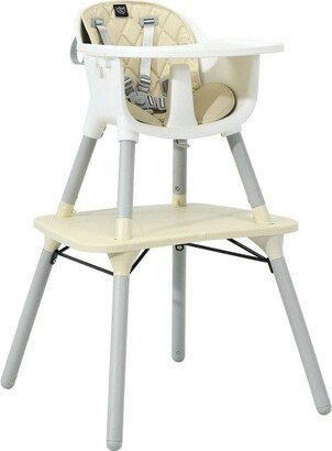 4 in 1 Baby Convertible Toddler Table Chair Set with PU Cushion-Beige - 15.5 x 14.5 x 20