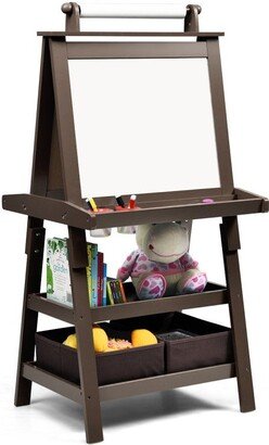 3 in 1 Double-Sided Storage Art Easel-Coffee - 23.5