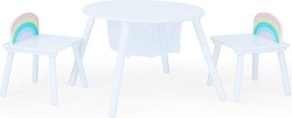 Rainbow Fishnet Play Table & Chairs Kids Furniture - White