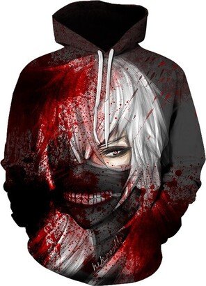 ASVIL Women Tokyo Ghoul Hoodies Cotton Long Sleeve Pullover 3D Print Hoodie Fleece Sweatshirt with Pocket