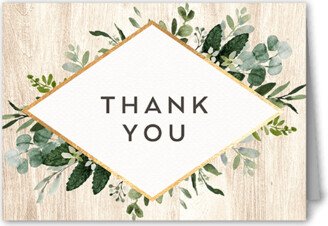 Wedding Thank You Cards: Naturally Green Thank You Card, White, 3X5, Matte, Folded Smooth Cardstock