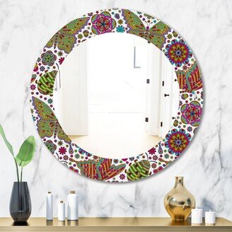 Designart 'Butterfly 3' Printed Bohemian & Eclectic Oval or Round Wall Mirror - Green