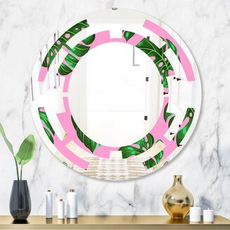 Designart 'Tropical Palm Leaves III' Printed Modern Round or Oval Wall Mirror - Space