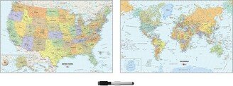 Wall Pops! White Board Decals 2ct - World and US Maps