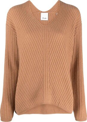 fisherman's knit V-neck jumper