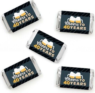 Big Dot Of Happiness Cheers & Beers to 40 Years - Mini Candy Bar Wrapper Stickers Party Favors 40 Ct