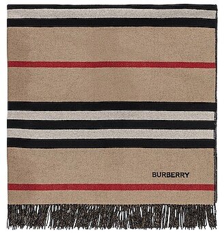 Solid to Stripe Blanket in Beige