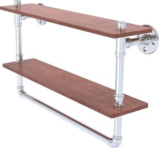 22 Inch Double Ironwood Shelf with Towel Bar