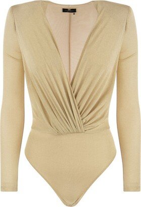 Lurex jersey bodysuit with neckline