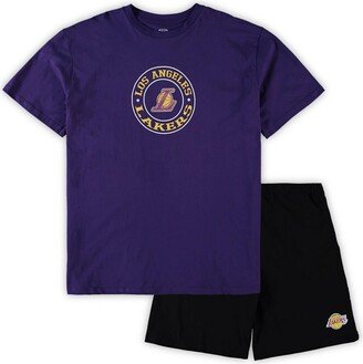 Men's Concepts Sport Purple, Black Los Angeles Lakers Big and Tall T-shirt and Shorts Sleep Set - Purple, Black