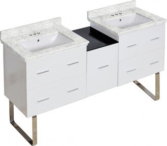 61.5-in. W Floor Mount White Vanity Set For 3H4-in. Drilling Bianca Carara Top White UM Sink