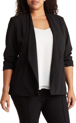 Scrunched Sleeve Open Front Blazer