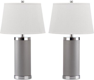 Set of 2 Leather Column Table Lamps