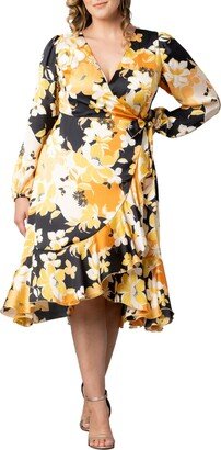 Women's Plus Size Serena Satin Long Sleeve Wrap Dress