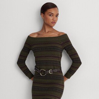 Lauren Petite Ralph Lauren Fair Isle Off-the-Shoulder Sweater Dress