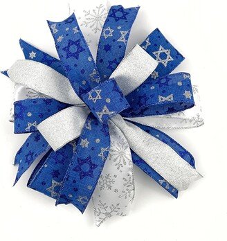 Hanukkah Bow For Wreaths & Lanterns, Pre-Made Wreath Bow, Party