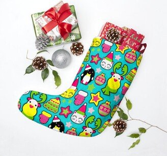 Kawaii Christmas Characters Stocking, Children's Colorful Cat Holiday