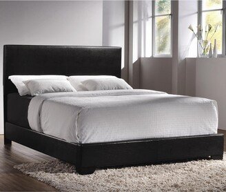 Wood & leather Twin Size Platform Bed, Black