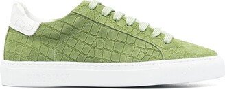 Crocodile-Effect Lace-Up Sneakers-AA