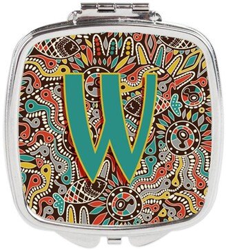 CJ2013-WSCM Letter W Retro Tribal Alphabet Initial Compact Mirror