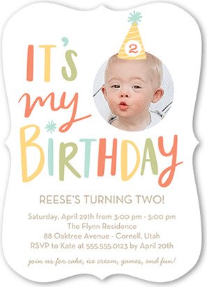 Boy Birthday Invitations: Candid Cap Birthday Invitation, Orange, 5X7, Pearl Shimmer Cardstock, Bracket