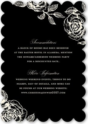 Enclosure Cards: Romantic Rose Wedding Enclosure Card, Beige, Pearl Shimmer Cardstock, Scallop