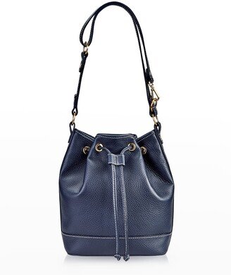 Cassie Drawstring Leather Bucket Bag