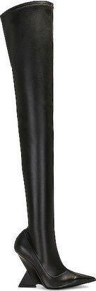 Cheope Stretch Thigh High Boot In Black in Black