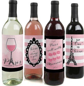 Big Dot Of Happiness Paris, Ooh La La - Party Decor - Wine Bottle Label Stickers - 4 Ct