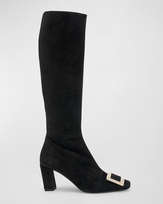 Belle Vivier Suede Buckle Knee Boots