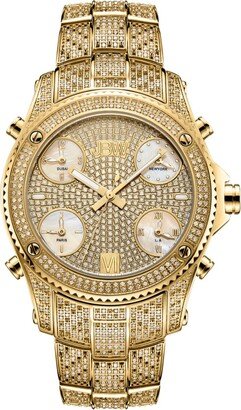 Men's Jet Setter Platinum Series Diamond (3 ct. t.w.) 18K Gold-Plated Stainless Steel Watch, 50Mm