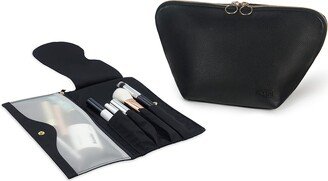 KUSSHI Vacationer Makeup Bag with Pocket Organizer, Leather