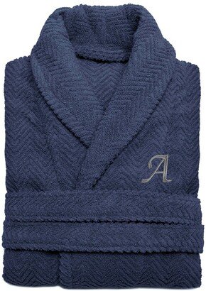 Unisex Herringbone Weave Bathrobe (Monogram, A-Z)-AJ