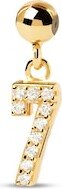 Pdpaola™ at Cubic Zirconia Number 7 Bead Charm in Sterling Silver with 18K Gold Plate