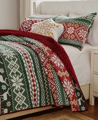 Fair Isle Velvet Reversible 2 Piece Quilt Set, Twin/Twin Xl