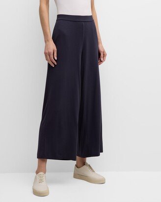 Cropped Wide-Leg Jersey Pants-AA