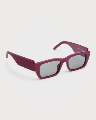 Men's Rectangle Asymmetric-Logo Sunglasses