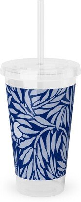 Travel Mugs: Orange Grove At Night - Blue Acrylic Tumbler With Straw, 16Oz, Blue