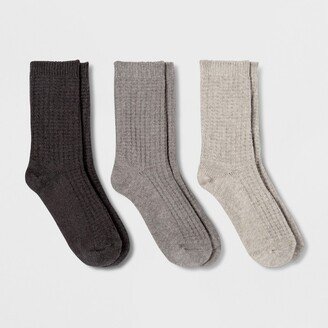 Women' Waffle 3pk Crew Sock - Univeral Thread™ Black/Heather Gray /Gray 4-10