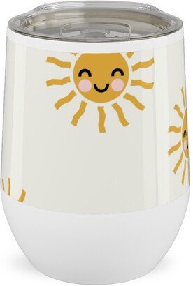 Travel Mugs: Cute Sunshine - Yellow Stainless Steel Travel Tumbler, 12Oz, Yellow