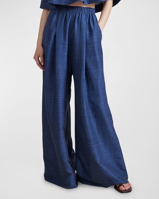 Suerte High-Rise Wide-Leg Silk Pants