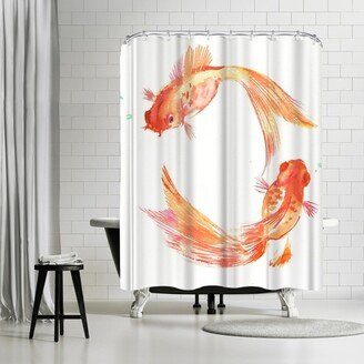 71 x 74 Shower Curtain, Gold Fish Feng Shui by Suren Nersisyan