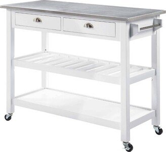 American Heritage 3 Tier Butcher Block Kitchen Cart with Drawers - Breighton Home